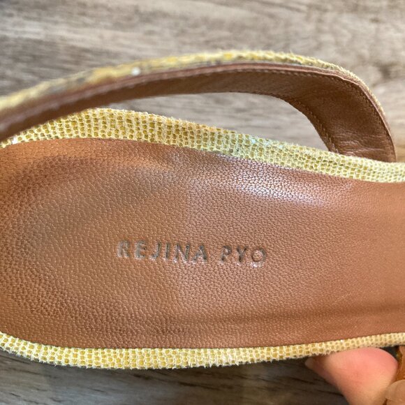 Rejina Pyo Joan Slingback Calfskin Yellow Leather Heels Size 37 - Picture 6 of 9
